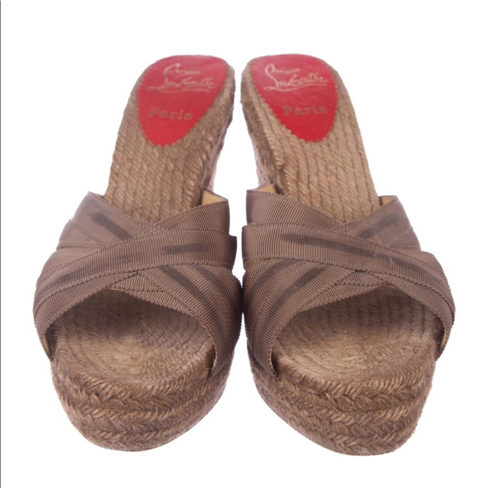 brown grosgrain christian louboutin wedges.